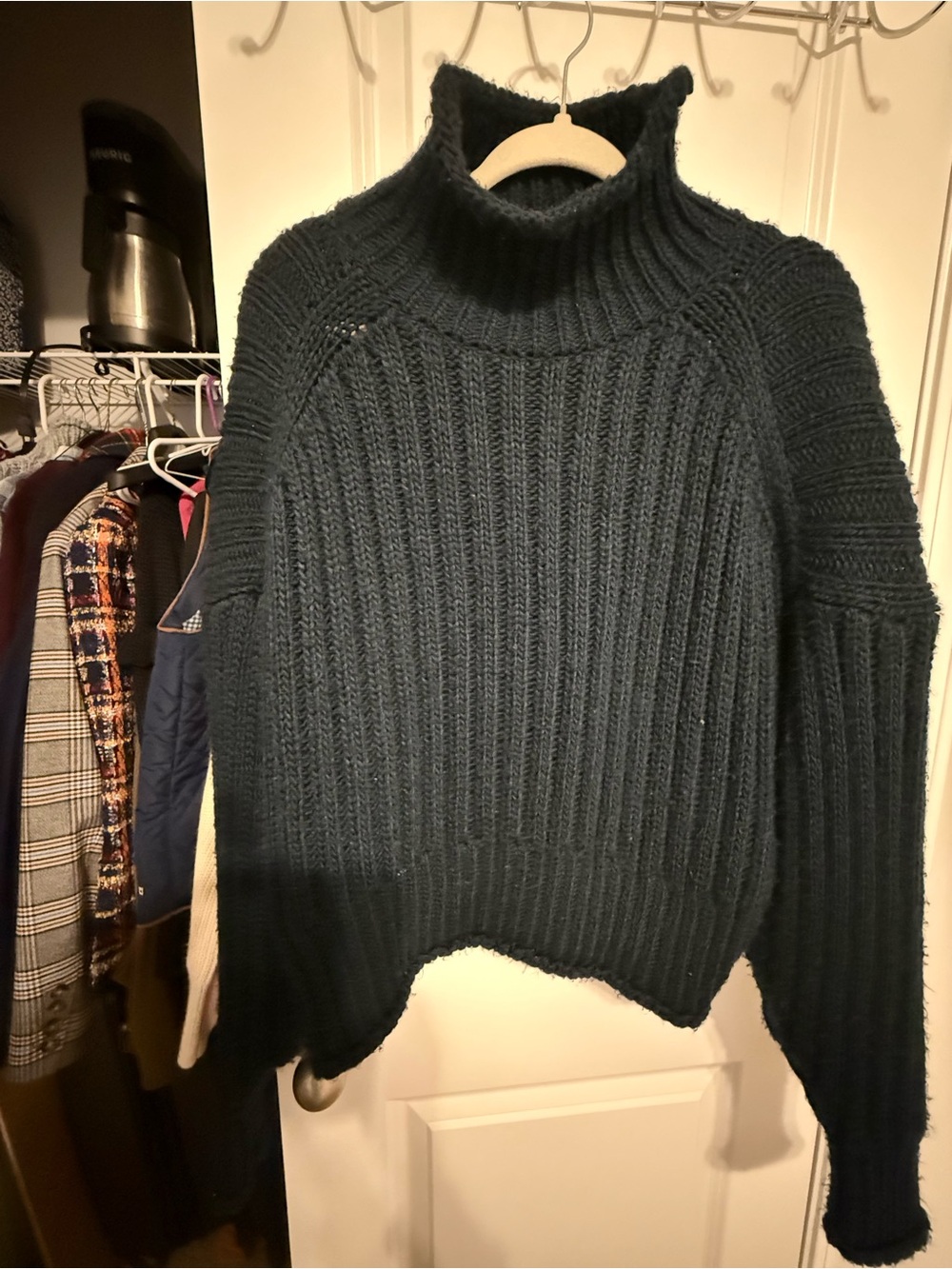 H&M Navy Ribbed Turtleneck Sweater